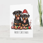 Cartes Pour Fêtes Annuelles Joyeux Noël Rottweiler Chien Père Noël (Devant)