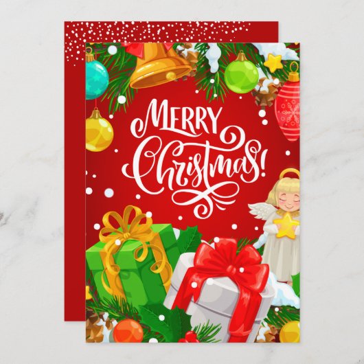 Cartes Pour Fêtes Annuelles Joyeux Noël rouge (Devant / Derrière)