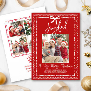 Cartes Pour Fêtes Annuelles Joyeux Noël Rouge 5 Photo Dessinée à la Main Doodl