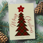 Cartes Pour Fêtes Annuelles Joyeux Noël rouge arbre plaid tartan non photo