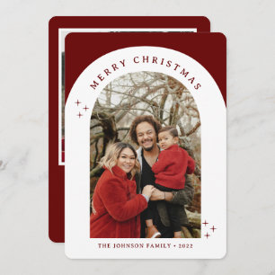 Cartes Pour Fêtes Annuelles Joyeux Noël Rouge Arché Cadre 2 Photo