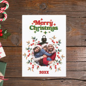 Cartes Pour Fêtes Annuelles Joyeux Noël rouge baies photo année en examen