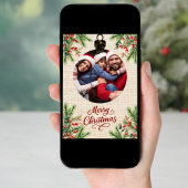 Cartes Pour Fêtes Annuelles Joyeux Noël rouge baies photo année en examen