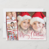 Cartes Pour Fêtes Annuelles Joyeux Noël Rouge Bande photo (Devant)