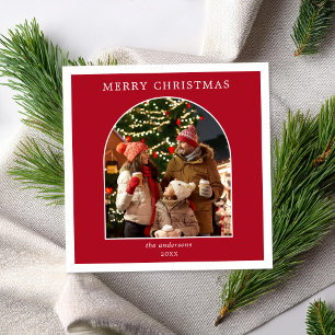 Cartes Pour Fêtes Annuelles Joyeux Noël Rouge blanc minimaliste Arche photo