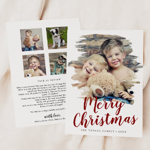 Cartes Pour Fêtes Annuelles Joyeux Noël Rouge Brossé Année En Revue
