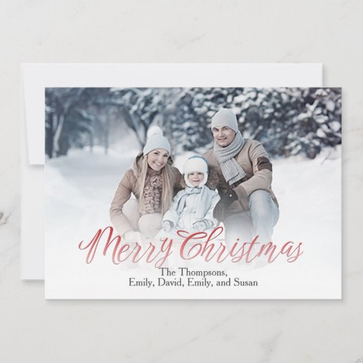 Cartes Pour Fêtes Annuelles Joyeux Noël Rouge Calligraphie Script 1 Photo (Devant)