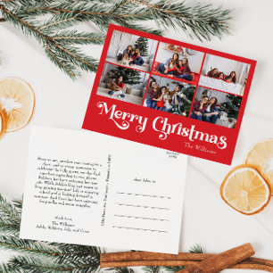 Cartes Pour Fêtes Annuelles Joyeux Noël Rouge Classique Année En Revue 6 Photo