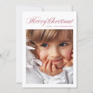 Cartes Pour Fêtes Annuelles Joyeux Noël Rouge classique Photo traditionnelle