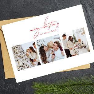 Cartes Pour Fêtes Annuelles joyeux Noël rouge élégant   6 photo multi heureux