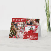Cartes Pour Fêtes Annuelles Joyeux Noël Rouge et Blanc Trois Photo Classique (Devant)