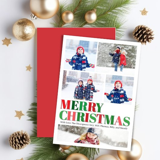 Cartes Pour Fêtes Annuelles Joyeux Noël rouge et vert