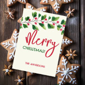 Cartes Pour Fêtes Annuelles Joyeux Noël Rouge Et Vert Aquarelle Wreath