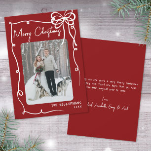 Cartes Pour Fêtes Annuelles Joyeux Noël Rouge Fantaisiste Dessiné à la Main