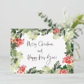 Cartes Pour Fêtes Annuelles Joyeux Noël Rouge Holly Script moderne (Debout devant)
