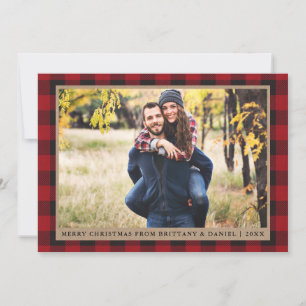 Cartes Pour Fêtes Annuelles Joyeux Noël Rouge Kraft Couple Photo