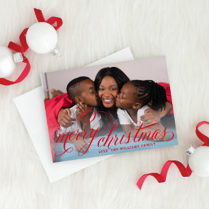 Cartes Pour Fêtes Annuelles Joyeux Noël Rouge manuscrit photo