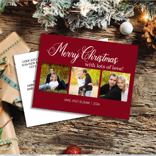 Cartes Pour Fêtes Annuelles Joyeux Noël Rouge moderne 3 Année photo
