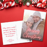 Cartes Pour Fêtes Annuelles joyeux noël rouge neon écriture photo<br><div class="desc">joyeux Noël rouge néon écriture à la main photo Carte postale vacances deux côtés,  sur le message de vacances arrière.</div>