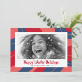 Cartes Pour Fêtes Annuelles Joyeux Noël rouge rose bleu foncé (Debout devant)