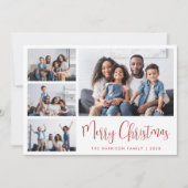 Cartes Pour Fêtes Annuelles Joyeux Noël Rouge Script 6 Photo (Devant)