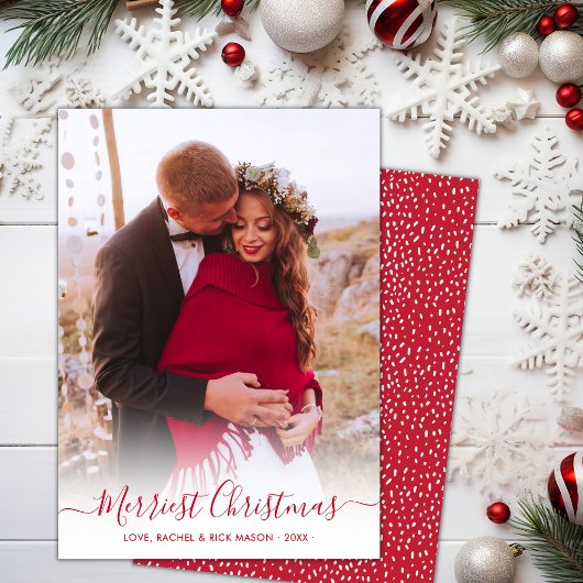 Cartes Pour Fêtes Annuelles Joyeux Noël Rouge Script One Photo Noël