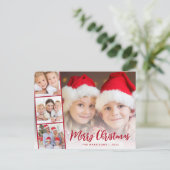 Cartes Pour Fêtes Annuelles Joyeux Noël Rouge Script photo (Debout devant)