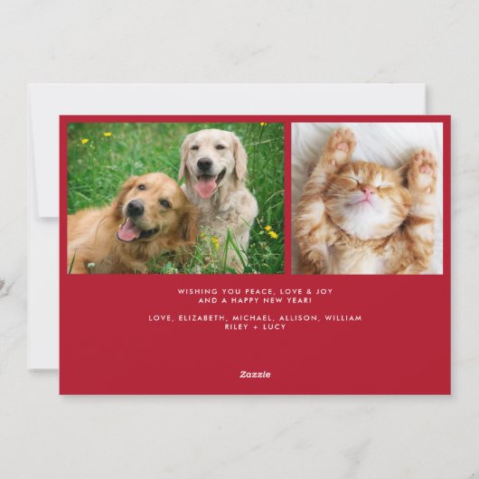 Cartes Pour Fêtes Annuelles Joyeux Noël Rouge Script photo superposition (Dos)