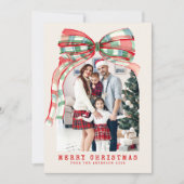 Cartes Pour Fêtes Annuelles Joyeux Noël Rouge Vert aquarelle (Devant)