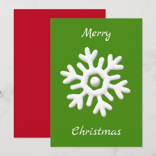 Cartes Pour Fêtes Annuelles Joyeux Noël rouge vert blanc flocon (Devant / Derrière)