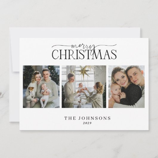 Cartes Pour Fêtes Annuelles Joyeux Noël Rouge & Vert Plaid Multi Photo (Devant)