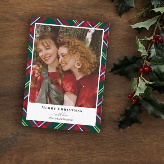 Cartes Pour Fêtes Annuelles Joyeux Noël rouge vert plaid Photo