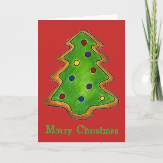 Cartes Pour Fêtes Annuelles Joyeux Noël Rouge Vert sucre Cookies Arbre Noël (Devant)
