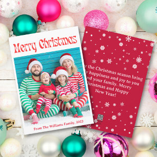 Cartes Pour Fêtes Annuelles joyeux noël rouge vintage retro simple photo