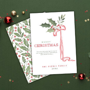 Cartes Pour Fêtes Annuelles Joyeux Noël Ruban de houx