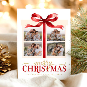 Cartes Pour Fêtes Annuelles Joyeux Noël Ruban Rouge