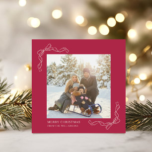 Cartes Pour Fêtes Annuelles Joyeux Noël Ruban Rouge Photo Famille
