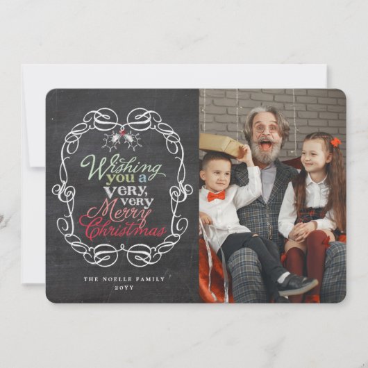 Cartes Pour Fêtes Annuelles Joyeux Noël Rustic Chalkboard Mistletos Photo (Devant)