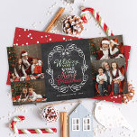 Cartes Pour Fêtes Annuelles Joyeux Noël Rustic Chalkboard Mistletos Photo<br><div class="desc">'Je Vous Souhaite Un Très Joyeux Noël' Typographie Colorée De Salutation Dans Un Cadre Vintage Traditionnel Défilé, Panneau Rouge De Noël Avec Mistletoes 4 Photo Collage Carte De Vacances. Conçu par fat*fa*tin. Facile à customiser avec votre propre texte, photo ou image. Pour des demandes personnalisées, veuillez contacter fat*fa*tin directement. Des...</div>