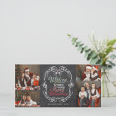 Cartes Pour Fêtes Annuelles Joyeux Noël Rustic Chalkboard Mistletos Photo (Debout devant)