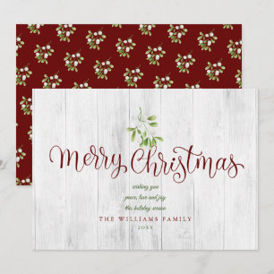 Cartes Pour Fêtes Annuelles Joyeux Noël Rustic Wood Mistletoe