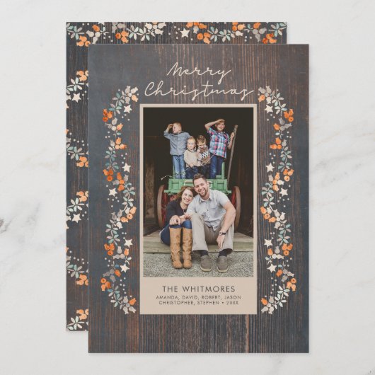 Cartes Pour Fêtes Annuelles Joyeux Noël Rustique (Devant / Derrière)