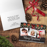 Cartes Pour Fêtes Annuelles Joyeux Noël Rustique 3 Photo Garland & Lights<br><div class="desc">Cette belle carte de Noël rustique présente trois de vos photos sur un arrière - plan en bois avec une guirlande à feuillage persistant ornée de fleurs de poinsettia rouges et d'arcs rouges, et une abondance de lumières de vacances joyeuses. La légende dit Joyeux Noël. A l'intérieur est une note...</div>
