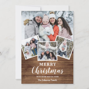 Cartes Pour Fêtes Annuelles Joyeux Noël Rustique 4 Photo Grey