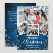 Cartes Pour Fêtes Annuelles Joyeux Noël Rustique 4 Photo Grey (Devant / Derrière)