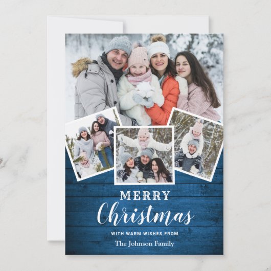 Cartes Pour Fêtes Annuelles Joyeux Noël Rustique 4 Photo Grey (Devant)