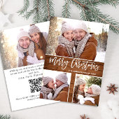 Cartes Pour Fêtes Annuelles Joyeux Noël Rustique 4 PHOTO Salutation QR code