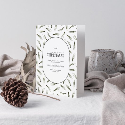 Cartes Pour Fêtes Annuelles Joyeux Noël Rustique Aiguille Pin Vert Photo