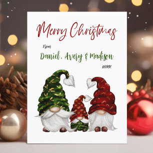 Cartes Pour Fêtes Annuelles Joyeux Noël Rustique Aquarelle Famille Gnome