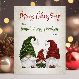 Cartes Pour Fêtes Annuelles Joyeux Noël Rustique Aquarelle Famille Gnome